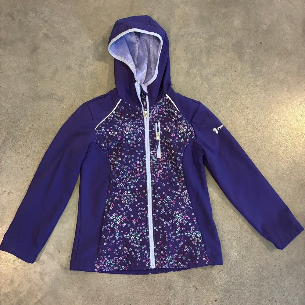 Free Country Purple fleece lined jacket outerwear rain coat girls 7/8